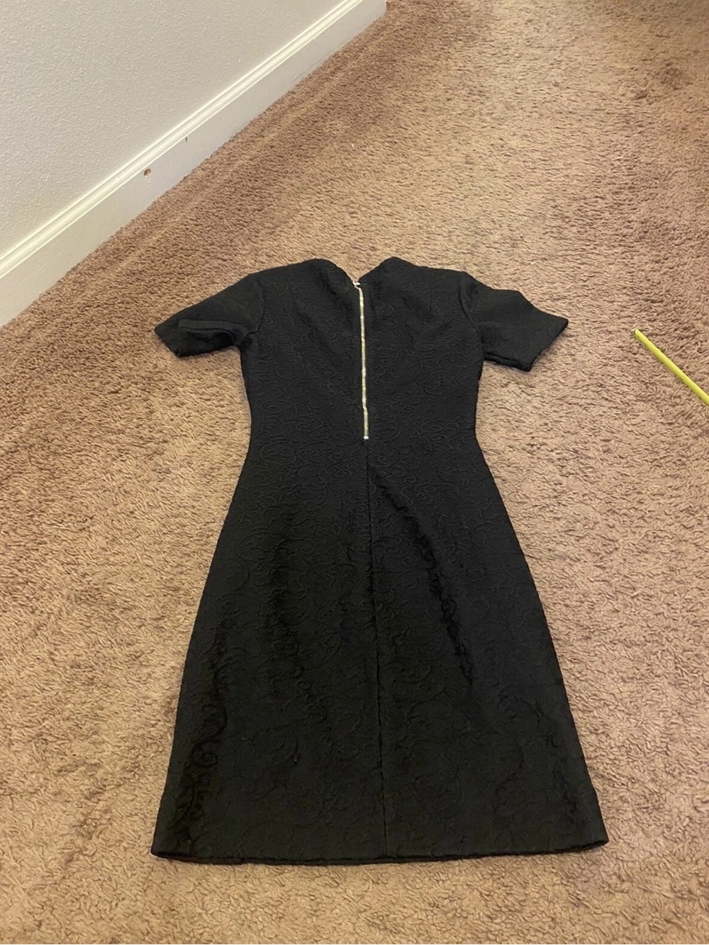 Aritzia Wilfred Mignonne Dress Black Jacquard Sheath Short Sleeve XXS $125 - Picture 4 of 11